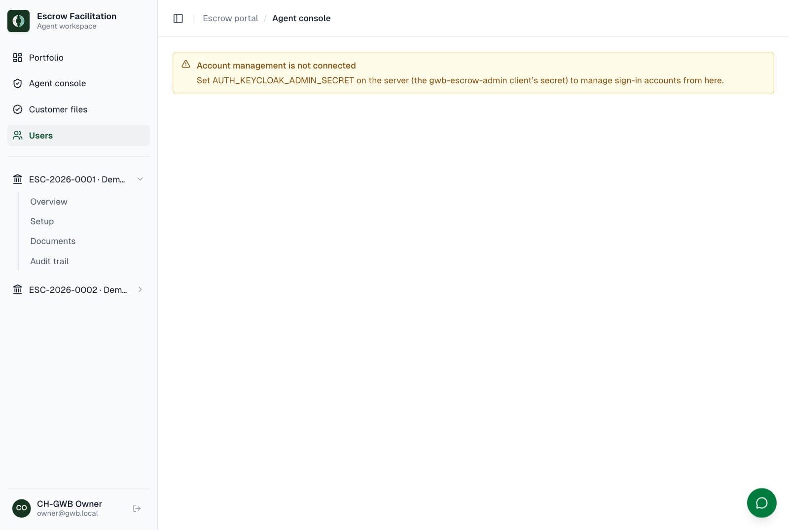 CHGWB owner: Managing users