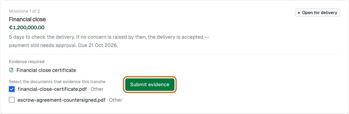 Client: Submit it against the tranche